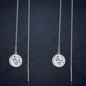 Crystal Drop Threaders (White gold plated )
